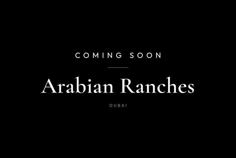 Coming soon: Arabian Ranches, Dubai. White lettering on a black background